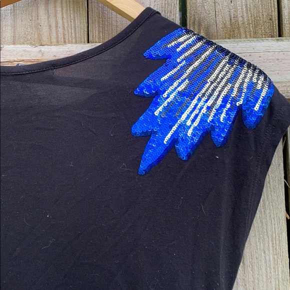 EUC Forever 21 Black Blue Sequins Top - Picture 7 of 9